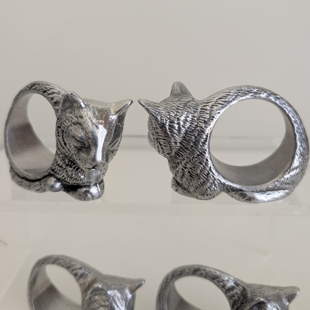 ARTHUR COURT Set of 10 Vtg Sleepy Kitten Cat Napkin Rings Kitty Cats Lover - Picture 12 of 15